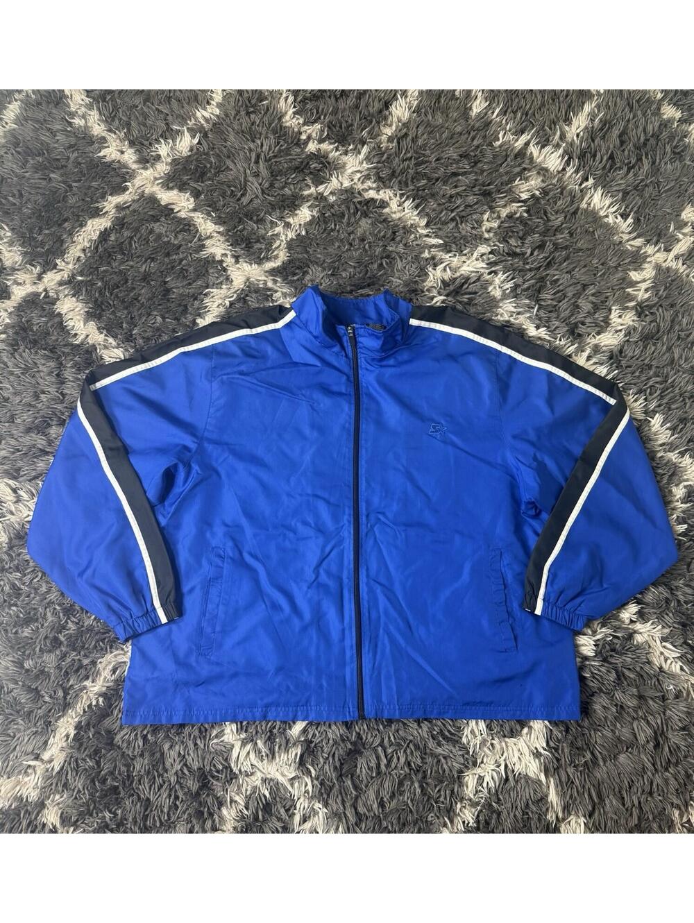 Starter Windbreaker Jacket Mens 2XL Royal Blue Full Zip Track
